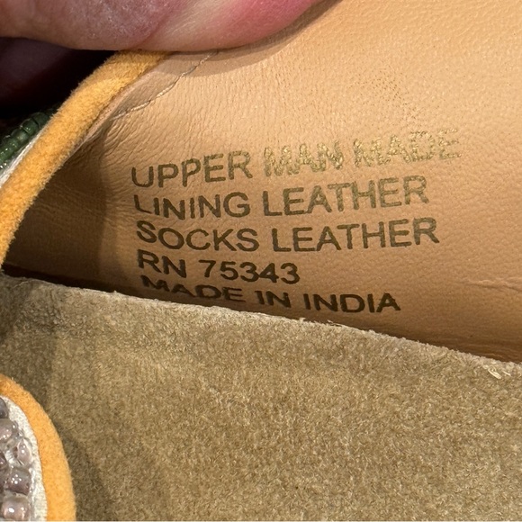 House of Harlow Slides 1960 Beaded Leaf Leather Buckle‎ Sandals Size 8.5 NWT - Picture 3 of 15